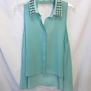Stud collar: sleeveless top